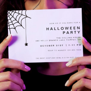 Invitation Spider Web Halloween Party Texte simple Minimalist
