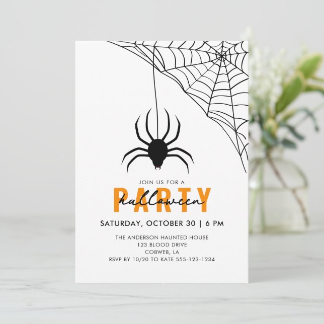 Invitation Spider & Web Moderne Adulte Halloween Party (Debout devant)