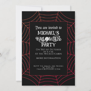 Invitation Spider web noir rouge Halloween fête