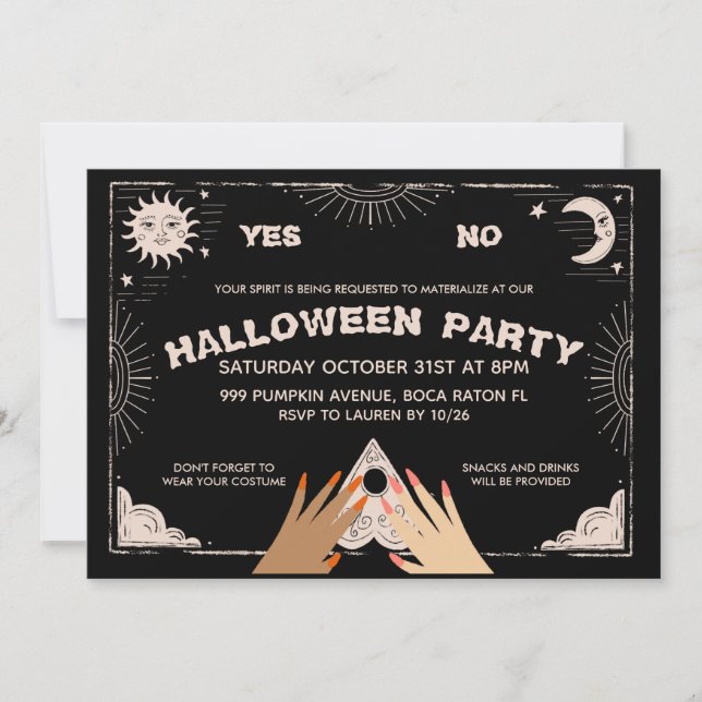 Invitation Spirit Board Halloween Party (Devant)