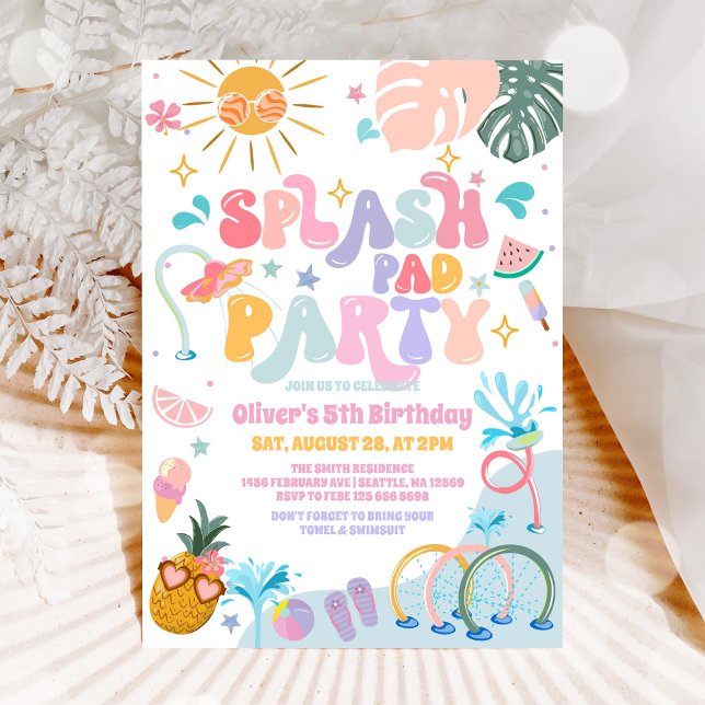 Invitation Splash Pad Party Pool Party Summer Birthday (Créateur téléchargé)