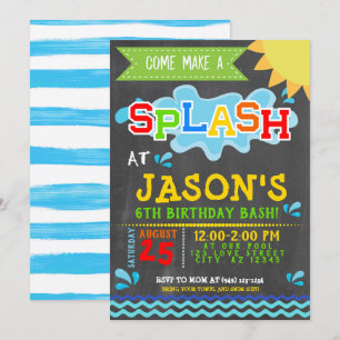 Invitation Splash Park Party Summer Boy's Birthday