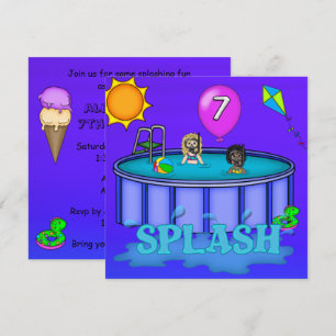 Invitation "Splash" Pool Party 7e anniversaire