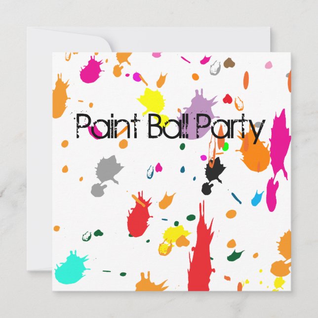 Invitation SPLATTER de Paint Ball Party (Devant)