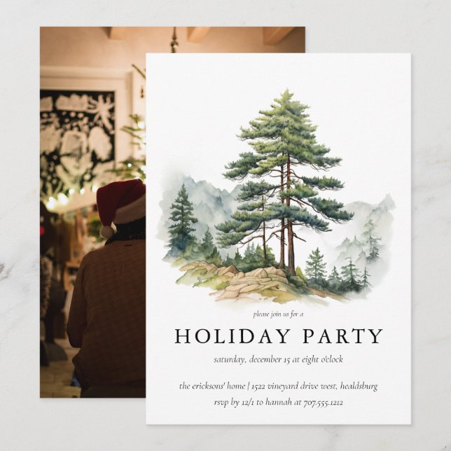 Invitation Splendeur hiver Noël Arbre de Noël Fête (Devant / Derrière)