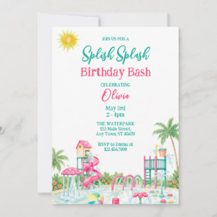 Invitation Splish Splash Anniversaire Fête à la Piscine