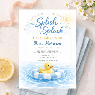 Invitation Splish Splash Baby Bash Bleu Jaune Baby Shower