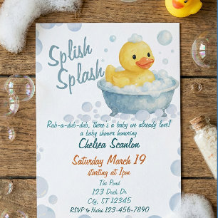 Invitation Splish Splash Ducky baby shower
