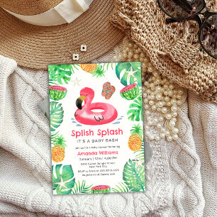 Invitation Splish Splash Fête Tropicale de Bébé Piscine