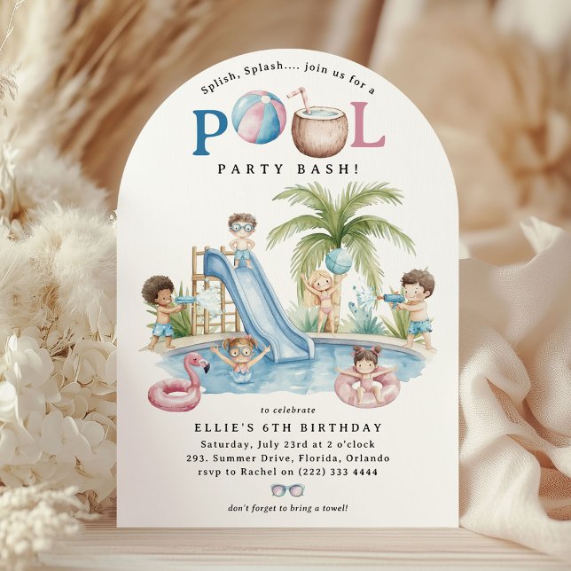 Invitation Splish Splash, Kids Pool Birthday Bash (Créateur téléchargé)