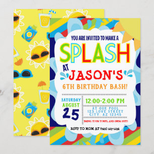 Invitation Splish Splash Park Party Summer Boy's Birthday