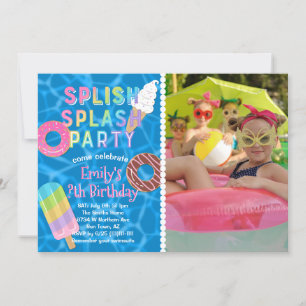 Invitation Splish Splash Party l Pool Anniversaire l Desserts