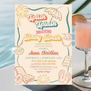 Invitation Splish Splash Rétro Baby Bash Fête de Bébé