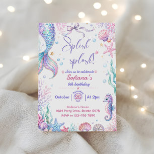 Invitation Splish Splash Sirène 6ème Anniversaire