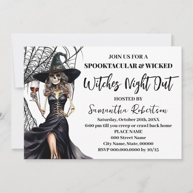 Invitation Spookltacular Halloween sorcières filles nuit deho (Devant)