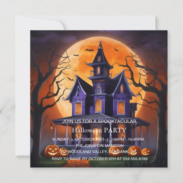 Invitation Spooktacular Dark Haunted House Halloween Party (Devant)