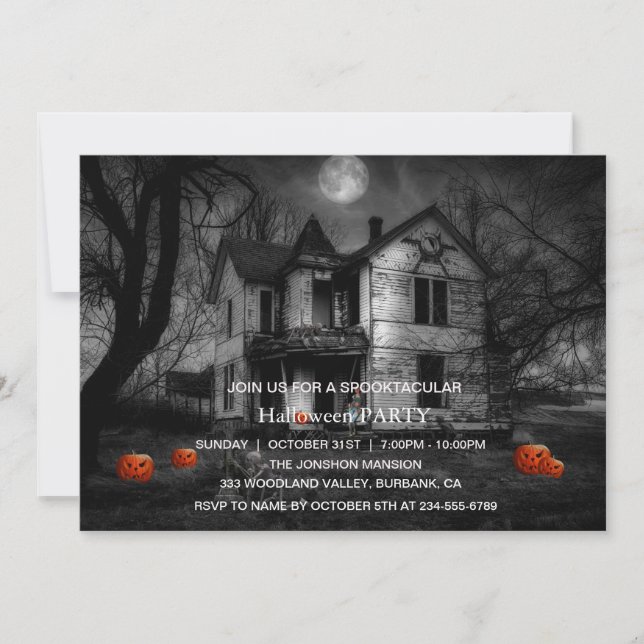 Invitation Spooktacular Dark Haunted House Halloween Party (Devant)