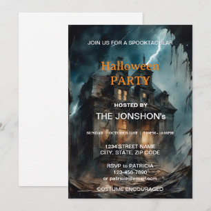 Invitation Spooktacular Dark Haunted House Halloween Party I