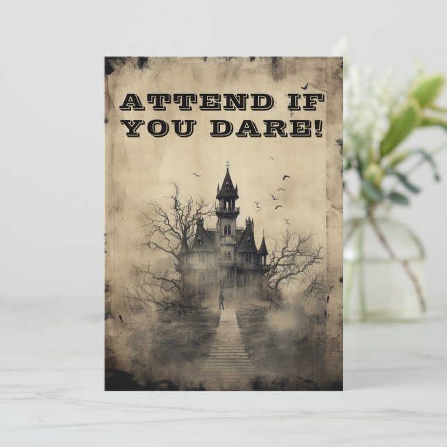 Invitation Spooktacular Déplaisant Mansion fête d'Halloween (Debout devant)