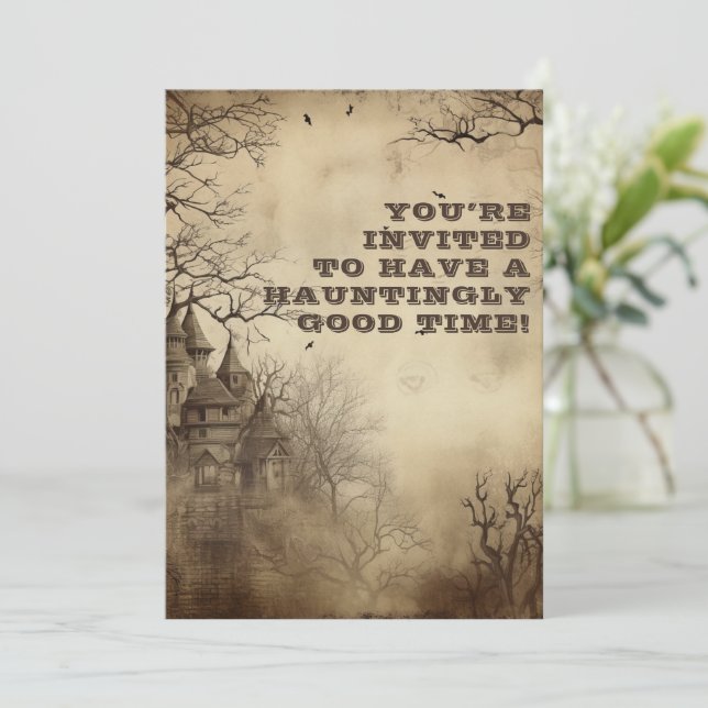 Invitation Spooktacular Déplaisant Mansion fête d'Halloween (Debout devant)