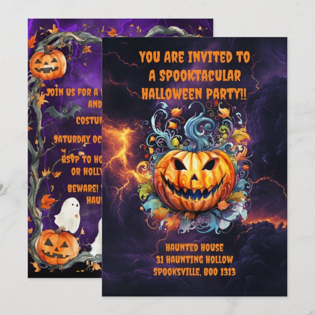 Invitation Spooktacular Halloween Bash (Devant / Derrière)