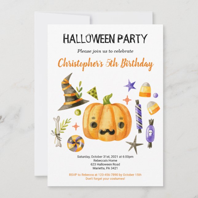 Invitation Spooktacular Halloween Bash Parti Anniversaire de  (Devant)