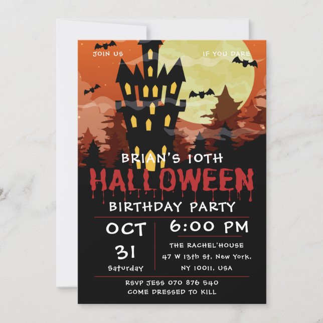 Invitation Spooktacular Halloween fête d'anniversaire (Devant)