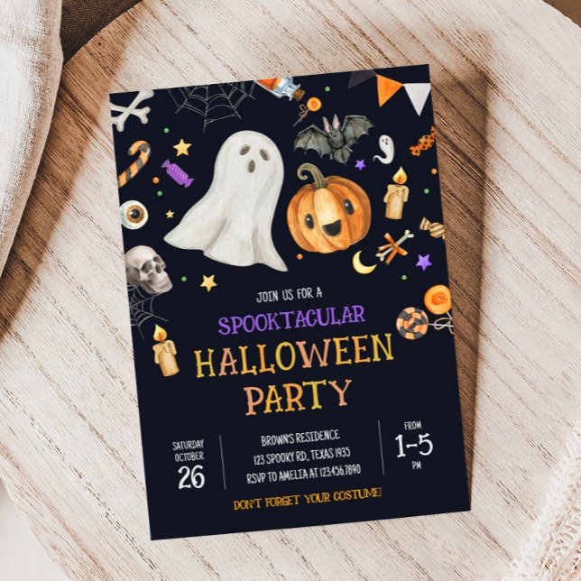 Invitation Spooktacular Kids Cute Halloween Costume Party (Spooktacular Halloween Costume Party Invitation )