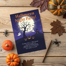 Invitation Spooky Full Moon Night Simple Halloween Party