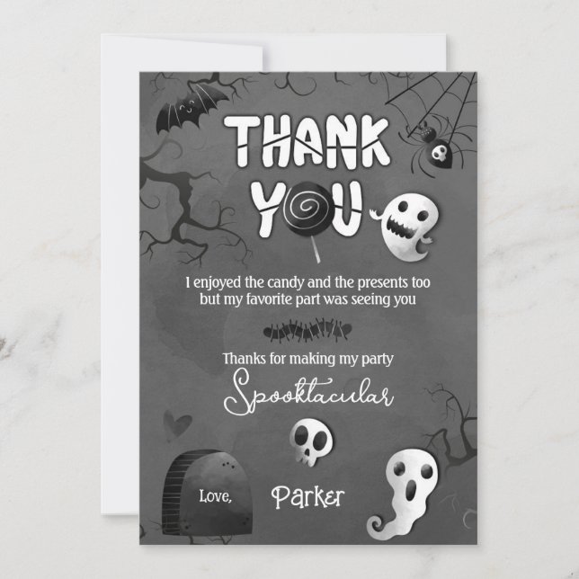 Invitation Spooky One Ghost Halloween Thank You Cards (Devant)