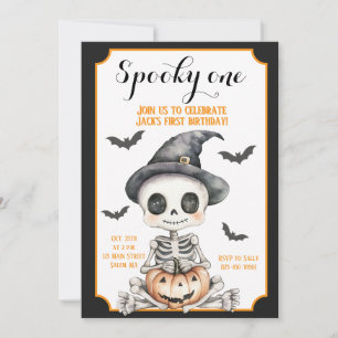 Invitation Spooky One Joyeux squelette Halloween 1er annive