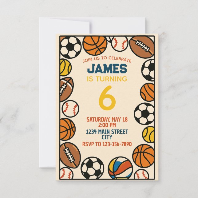 Invitation Sport de garçon Football Anniversaire Thème de fêt (Devant)