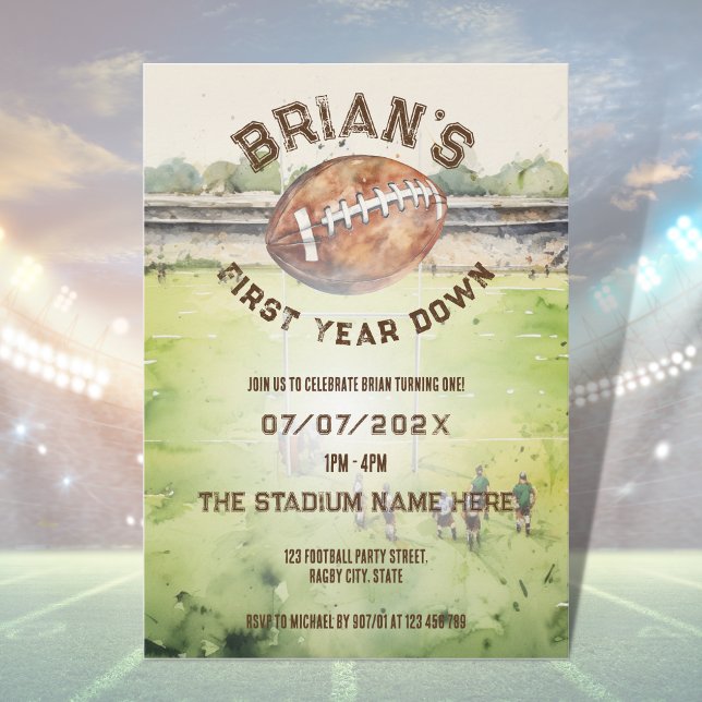 Invitation sport football première année bas garçon 1er anniv (Créateur téléchargé)