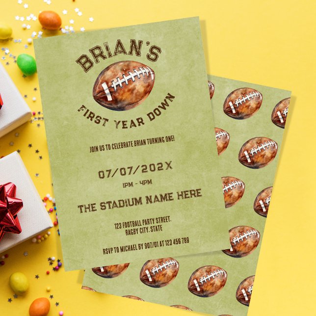 Invitation sport football première année bas garçon 1er anniv (Créateur téléchargé)