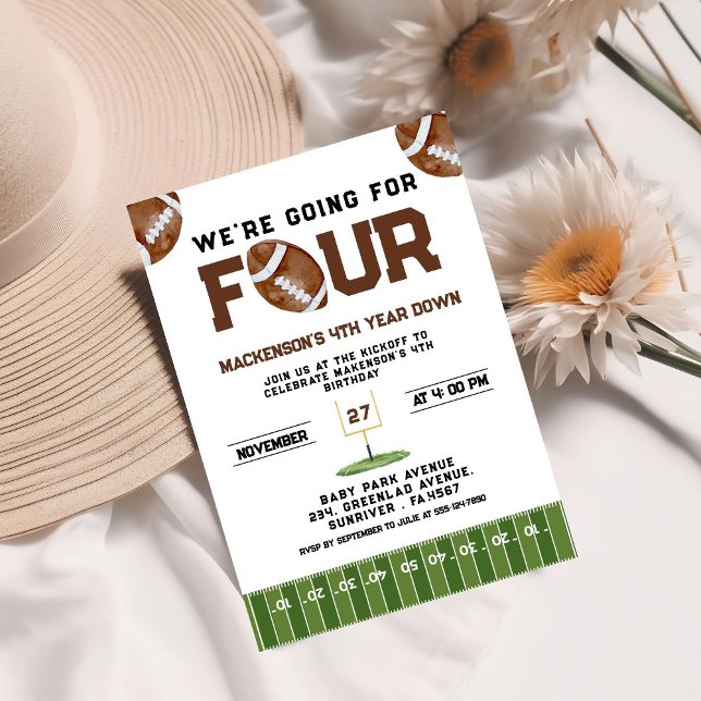 Invitation Sport Football  Second Birthday 4th year Down (Créateur téléchargé)