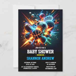 Invitation Sport moderne personnel Baby shower à thème pour g