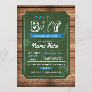 Invitation sportif de baseball Oh Boy Baby shower