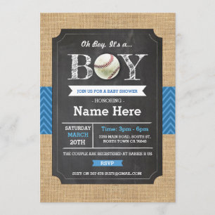 Invitation sportif du Baby shower de baseball Blue