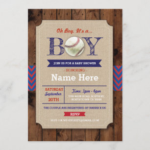 Invitation sportif du Baby shower de baseball Blue