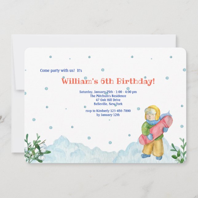 Invitation sportive Boy Doing Winter Sports (Devant)