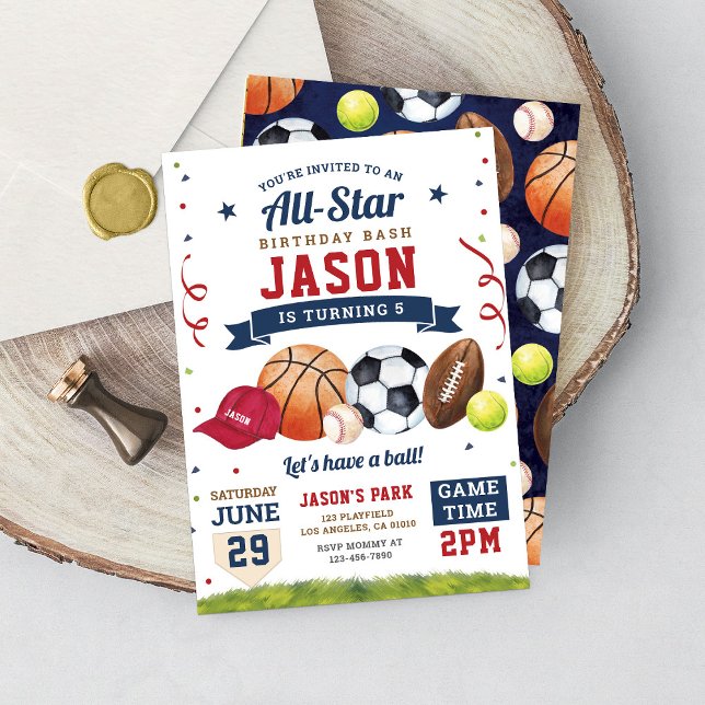 Invitation Sports Anniversaire Fête All Star Modern Invitatio (Créateur téléchargé)