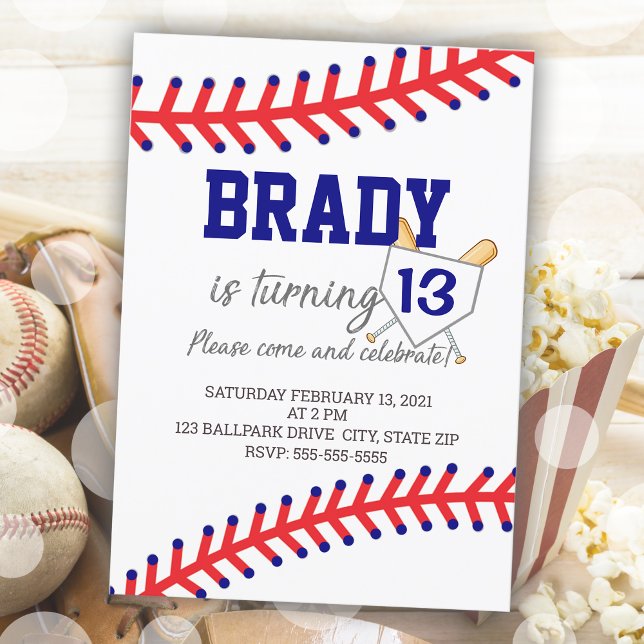 Invitation Sports Anniversaire Soirée Boy Baseball Thème (Sports Birthday Party Boy Baseball Theme Invitation)