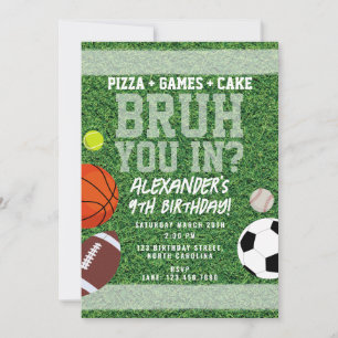 Invitation Sports Athlétique Balle Bruh Toi Dans Anniversaire