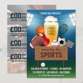 Invitation Sports Bar Event Promo Menu ajouter photo et logo