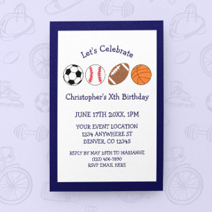 Invitation Sports Boy Anniversaire