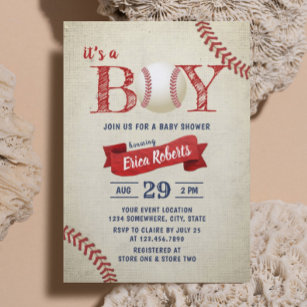 Invitation Sports de baseball vintage Thème Baby shower de ga