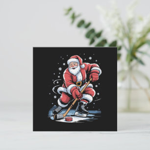 Invitation Sports de Noël Santa joue au hockey sur glace Xmas