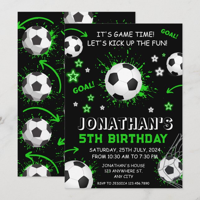Invitation Sports Enfants Football fête d'anniversaire (Devant / Derrière)
