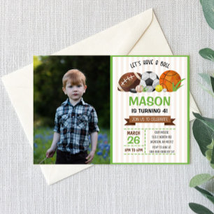 Invitation Sports Football de basket-ball de football fête d'