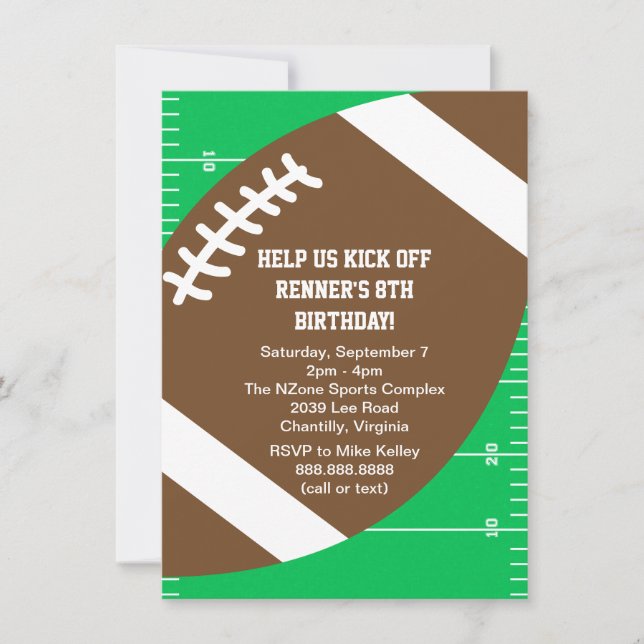 Invitation Sports Football fête d'anniversaire (Devant)